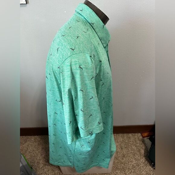 Walter Hagen Mens XXL Reindeer Green Christmas Short Sleeve Polo - Picture 2 of 7